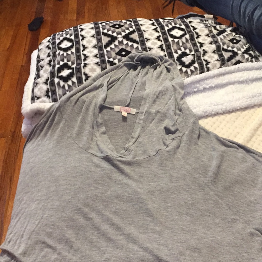 Grey long sleave with hood..